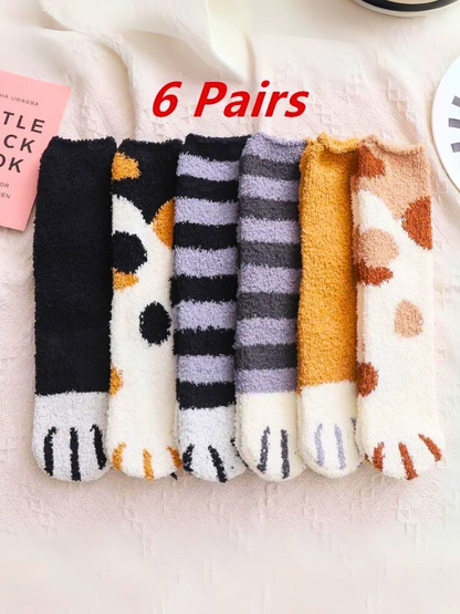 6-Pair Animal Paw Socks