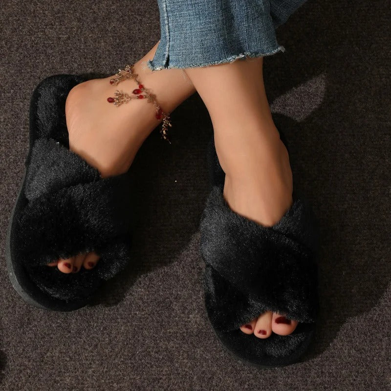 Velvet Cross Slippers